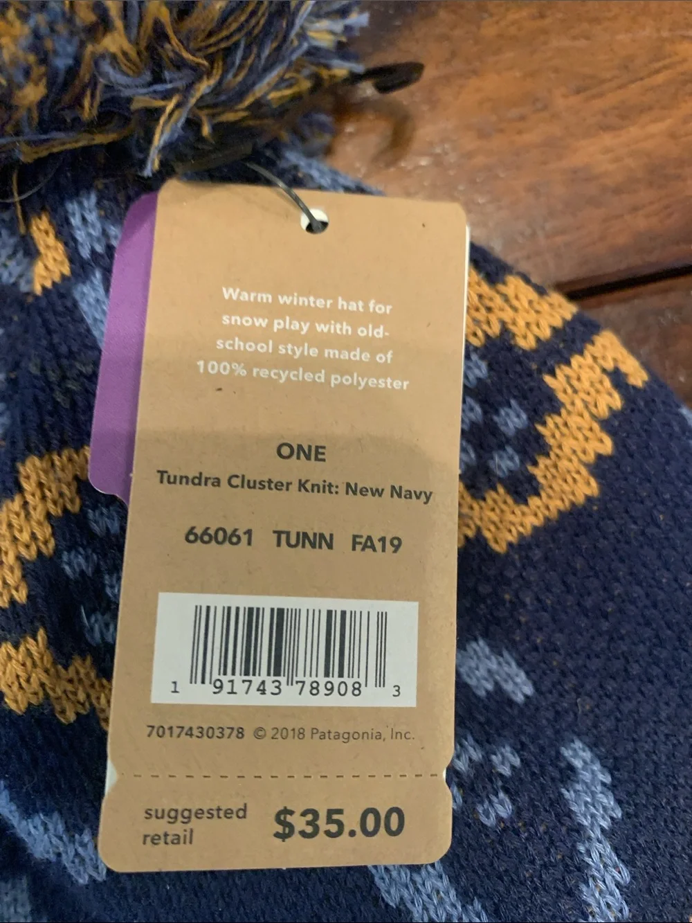Patagonia Kids Navy, Gold & Light Blue Pom-Pom Beanie